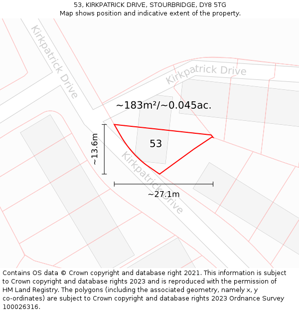 53, KIRKPATRICK DRIVE, STOURBRIDGE, DY8 5TG: Plot and title map