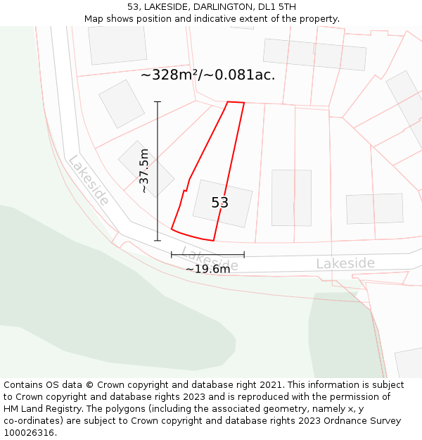 53, LAKESIDE, DARLINGTON, DL1 5TH: Plot and title map