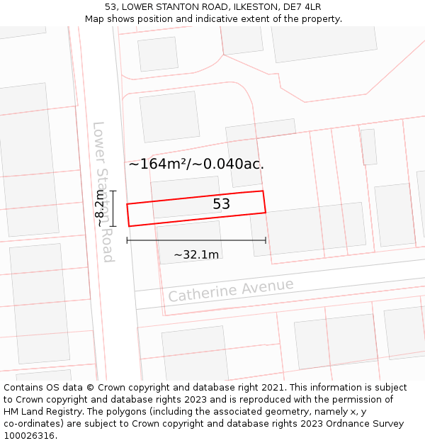 53, LOWER STANTON ROAD, ILKESTON, DE7 4LR: Plot and title map