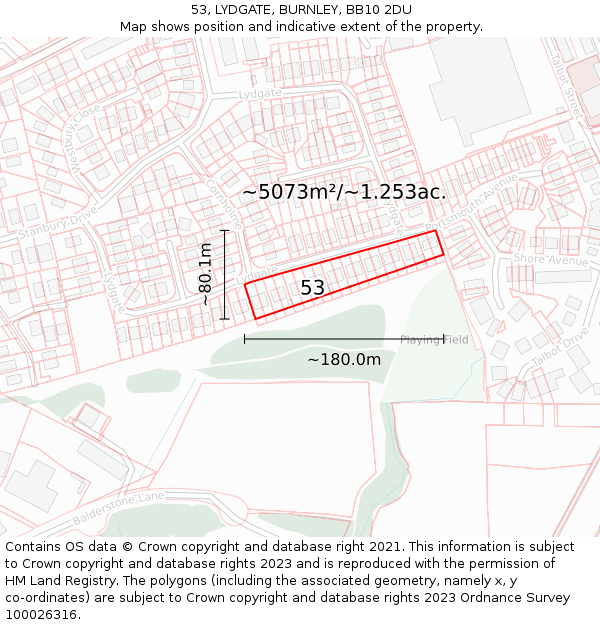 53, LYDGATE, BURNLEY, BB10 2DU: Plot and title map