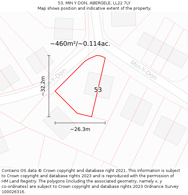 53, MIN Y DON, ABERGELE, LL22 7LY: Plot and title map