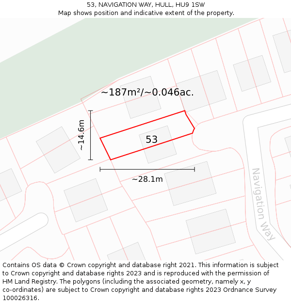 53, NAVIGATION WAY, HULL, HU9 1SW: Plot and title map