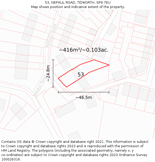 53, NEPAUL ROAD, TIDWORTH, SP9 7EU: Plot and title map