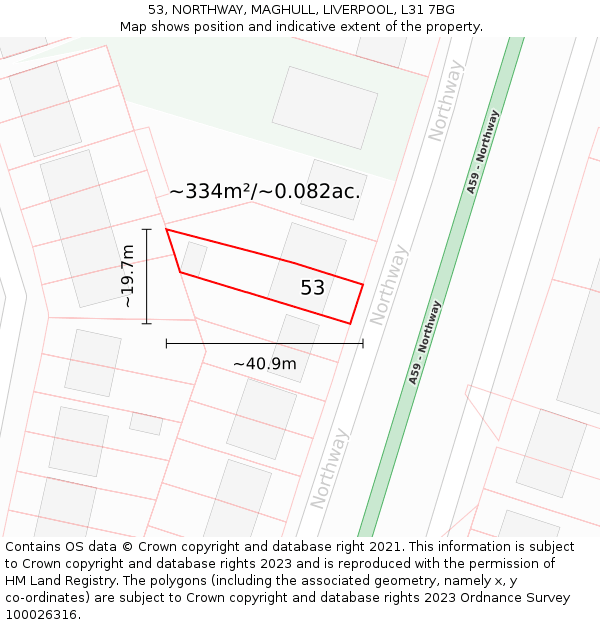 53, NORTHWAY, MAGHULL, LIVERPOOL, L31 7BG: Plot and title map