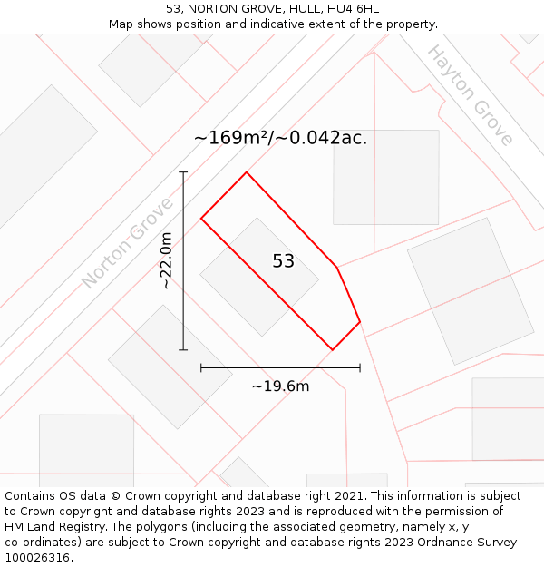 53, NORTON GROVE, HULL, HU4 6HL: Plot and title map