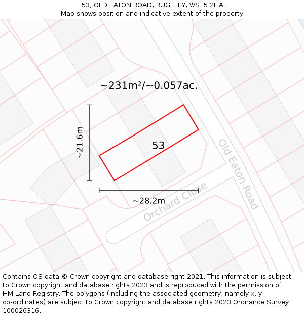 53, OLD EATON ROAD, RUGELEY, WS15 2HA: Plot and title map