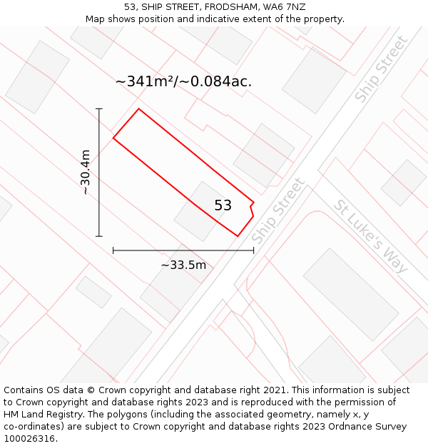 53, SHIP STREET, FRODSHAM, WA6 7NZ: Plot and title map