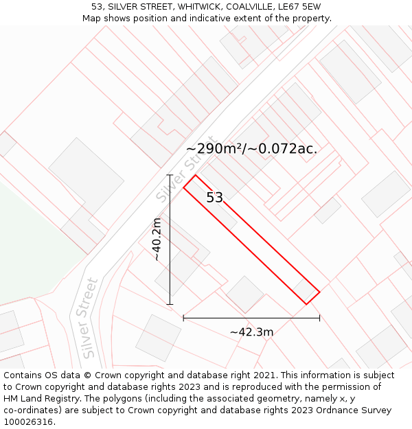 53, SILVER STREET, WHITWICK, COALVILLE, LE67 5EW: Plot and title map
