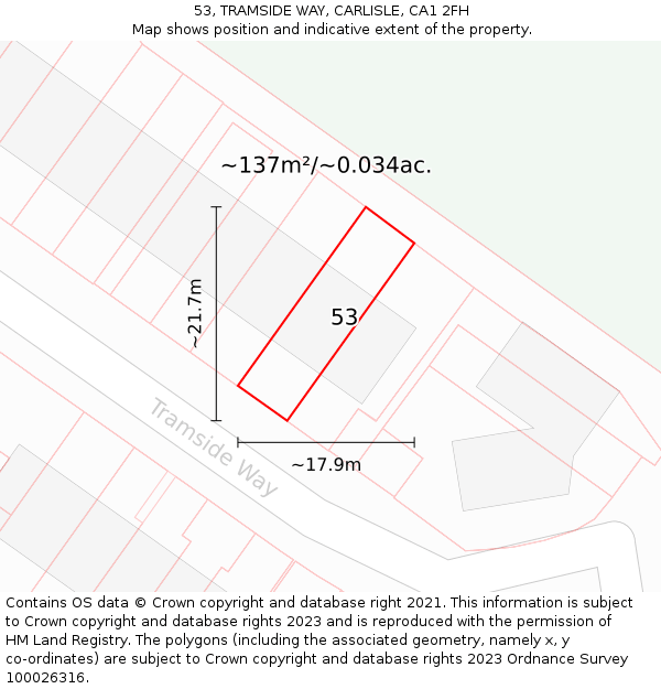 53, TRAMSIDE WAY, CARLISLE, CA1 2FH: Plot and title map