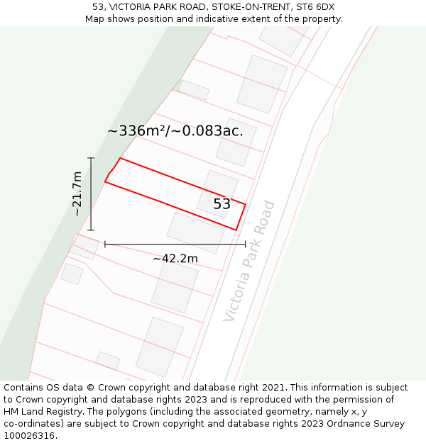 53, VICTORIA PARK ROAD, STOKE-ON-TRENT, ST6 6DX: Plot and title map