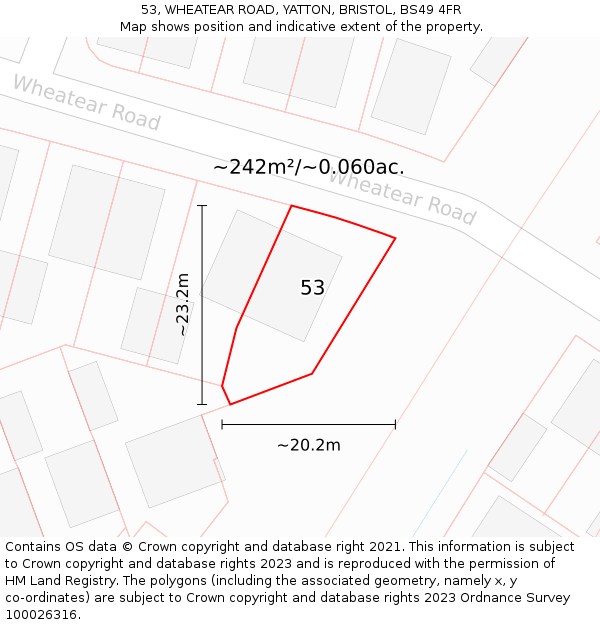 53, WHEATEAR ROAD, YATTON, BRISTOL, BS49 4FR: Plot and title map