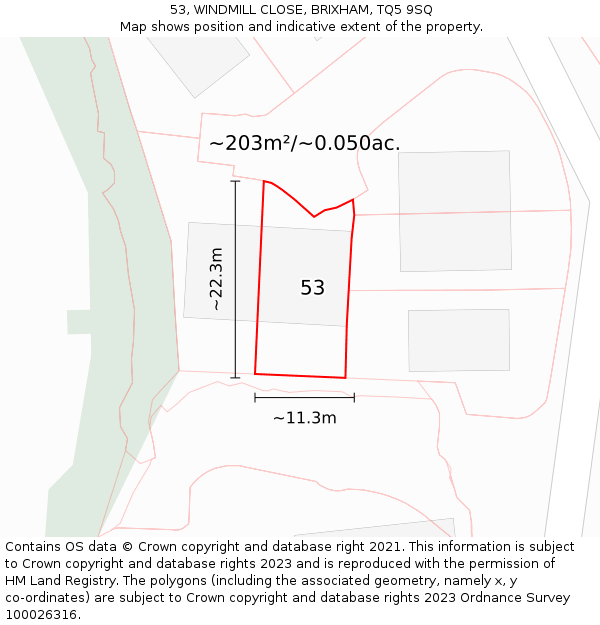 53, WINDMILL CLOSE, BRIXHAM, TQ5 9SQ: Plot and title map