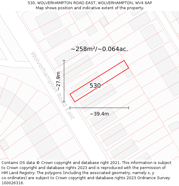 530, WOLVERHAMPTON ROAD EAST, WOLVERHAMPTON, WV4 6AP: Plot and title map