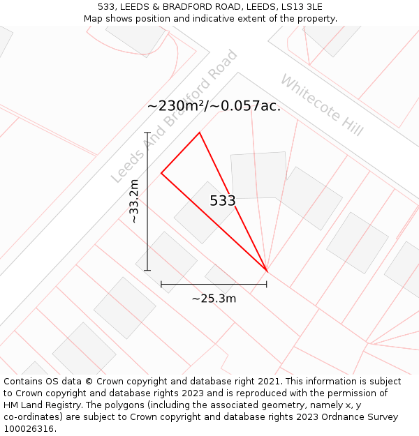 533, LEEDS & BRADFORD ROAD, LEEDS, LS13 3LE: Plot and title map