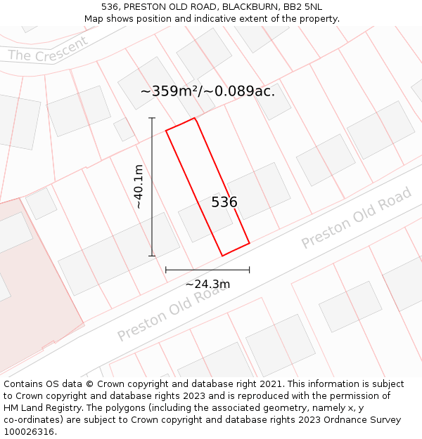 536, PRESTON OLD ROAD, BLACKBURN, BB2 5NL: Plot and title map