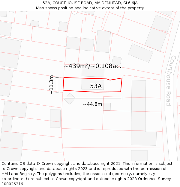 53A, COURTHOUSE ROAD, MAIDENHEAD, SL6 6JA: Plot and title map