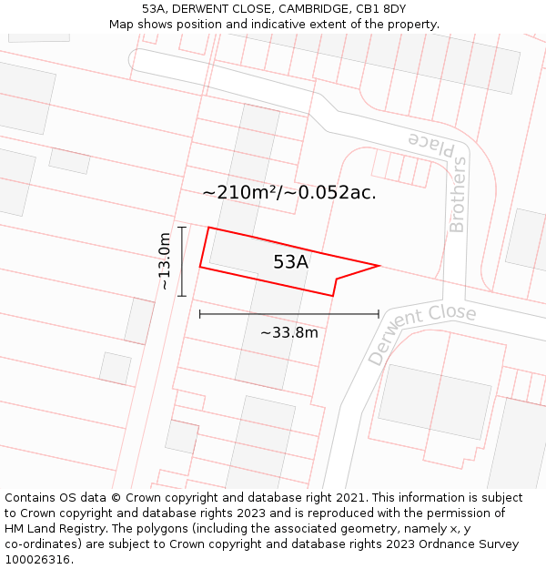 53A, DERWENT CLOSE, CAMBRIDGE, CB1 8DY: Plot and title map