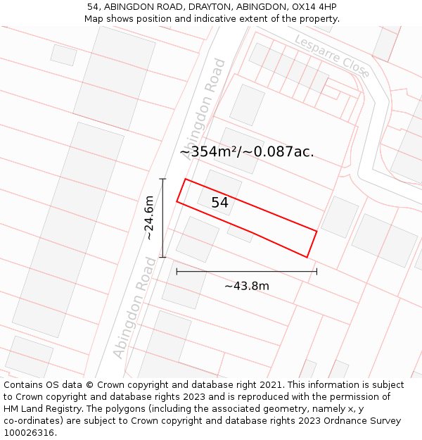 54, ABINGDON ROAD, DRAYTON, ABINGDON, OX14 4HP: Plot and title map