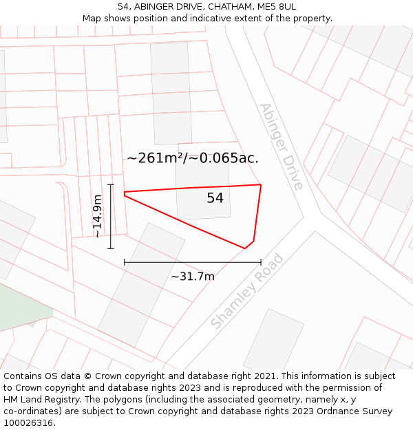 54, ABINGER DRIVE, CHATHAM, ME5 8UL: Plot and title map