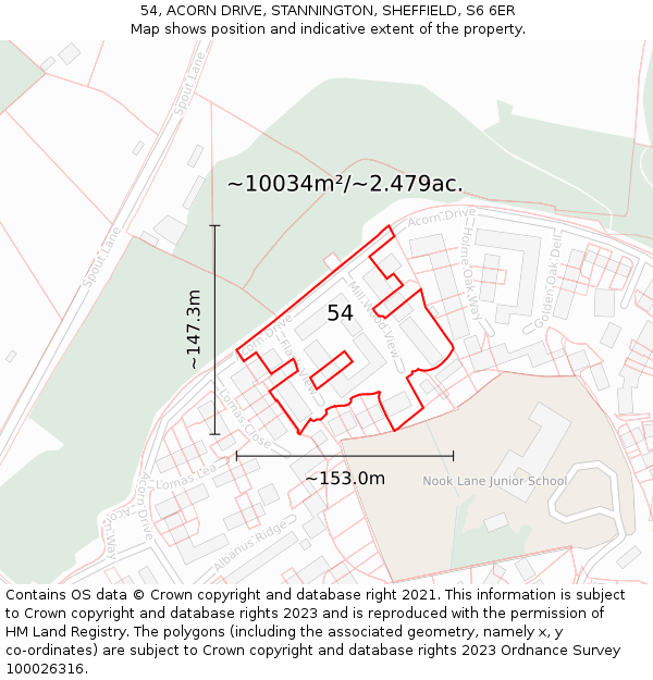 54, ACORN DRIVE, STANNINGTON, SHEFFIELD, S6 6ER: Plot and title map