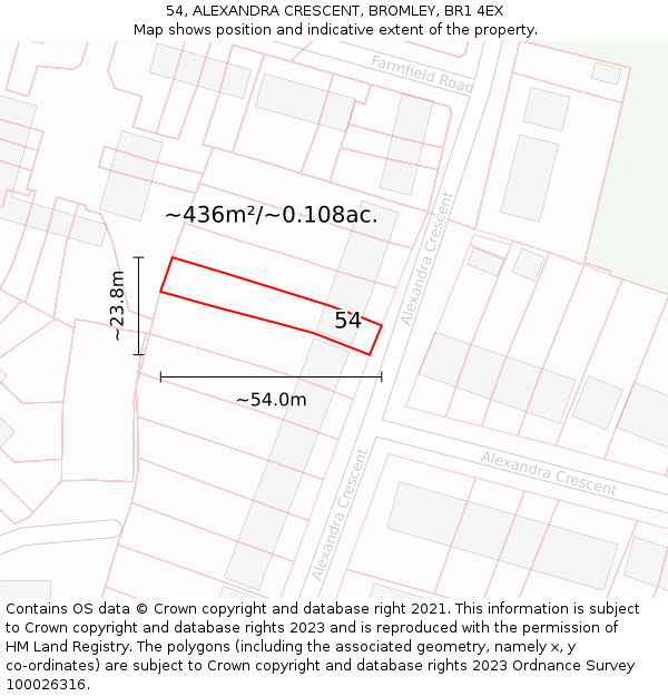 54, ALEXANDRA CRESCENT, BROMLEY, BR1 4EX: Plot and title map