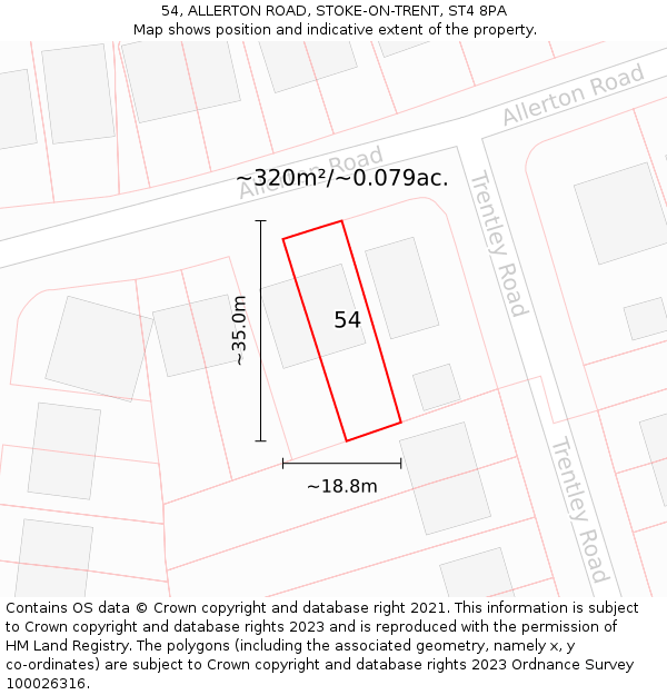 54, ALLERTON ROAD, STOKE-ON-TRENT, ST4 8PA: Plot and title map