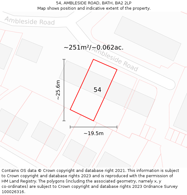 54, AMBLESIDE ROAD, BATH, BA2 2LP: Plot and title map