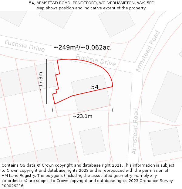 54, ARMSTEAD ROAD, PENDEFORD, WOLVERHAMPTON, WV9 5RF: Plot and title map