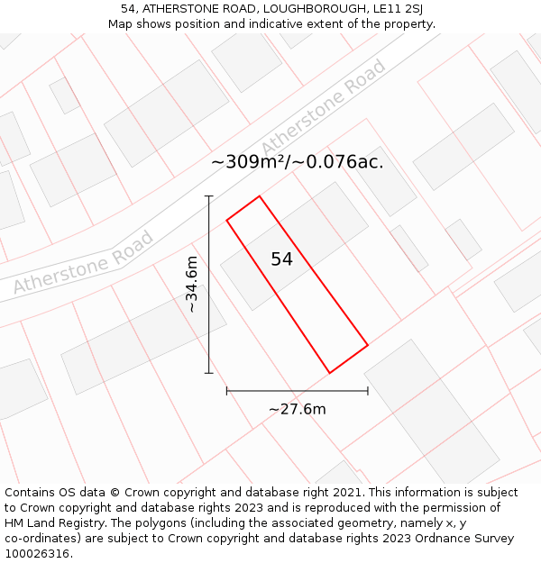 54, ATHERSTONE ROAD, LOUGHBOROUGH, LE11 2SJ: Plot and title map