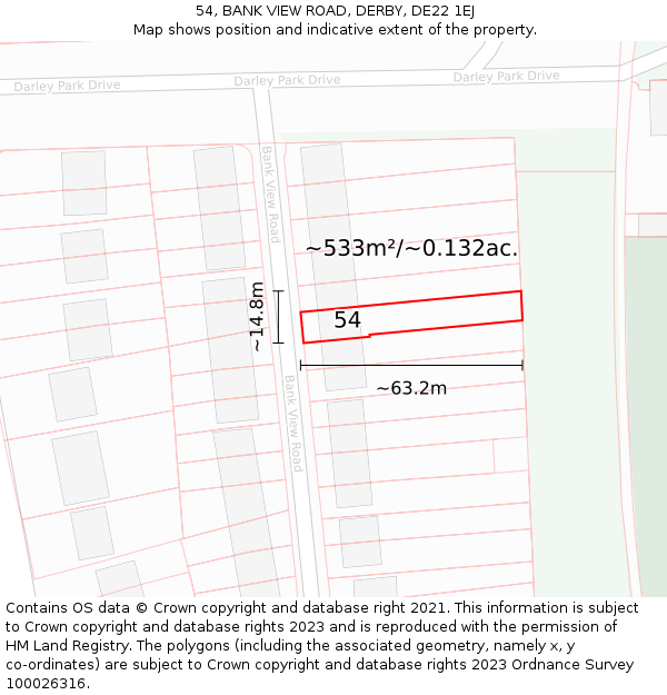54, BANK VIEW ROAD, DERBY, DE22 1EJ: Plot and title map