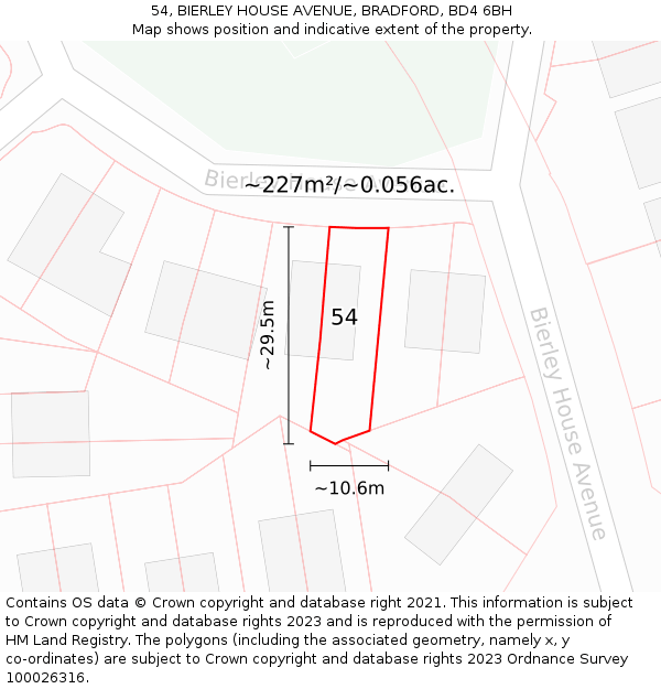 54, BIERLEY HOUSE AVENUE, BRADFORD, BD4 6BH: Plot and title map