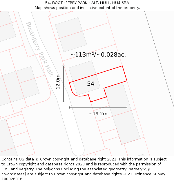 54, BOOTHFERRY PARK HALT, HULL, HU4 6BA: Plot and title map