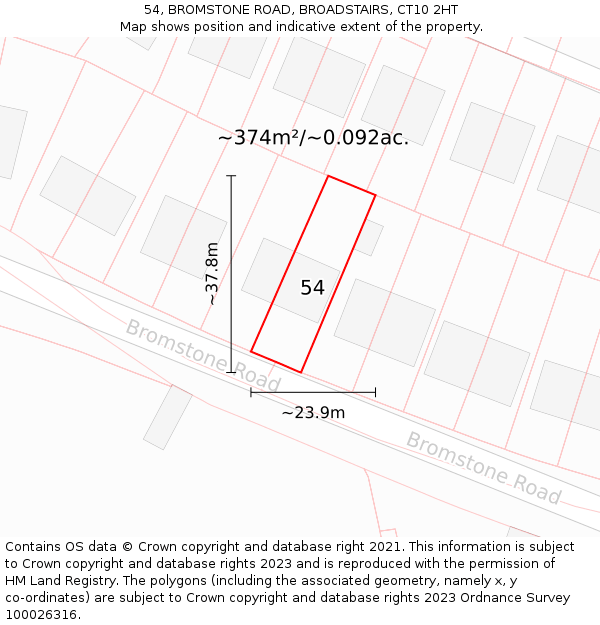 54, BROMSTONE ROAD, BROADSTAIRS, CT10 2HT: Plot and title map