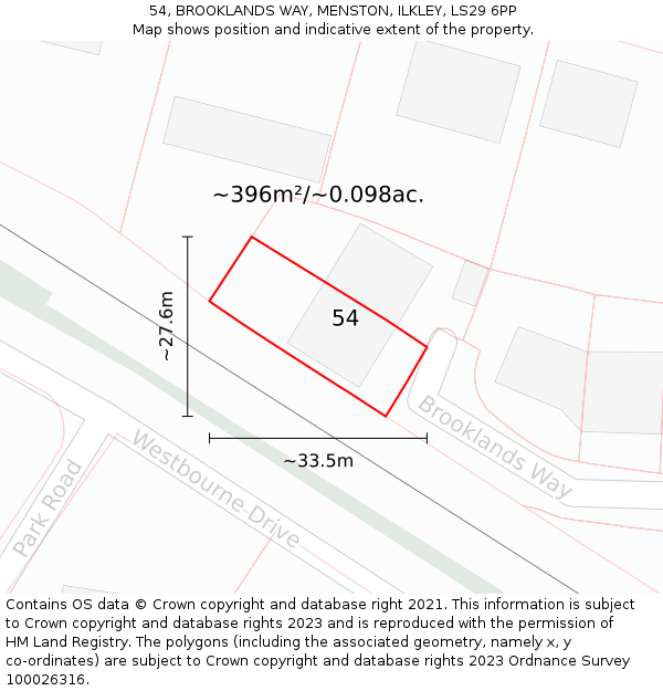 54, BROOKLANDS WAY, MENSTON, ILKLEY, LS29 6PP: Plot and title map