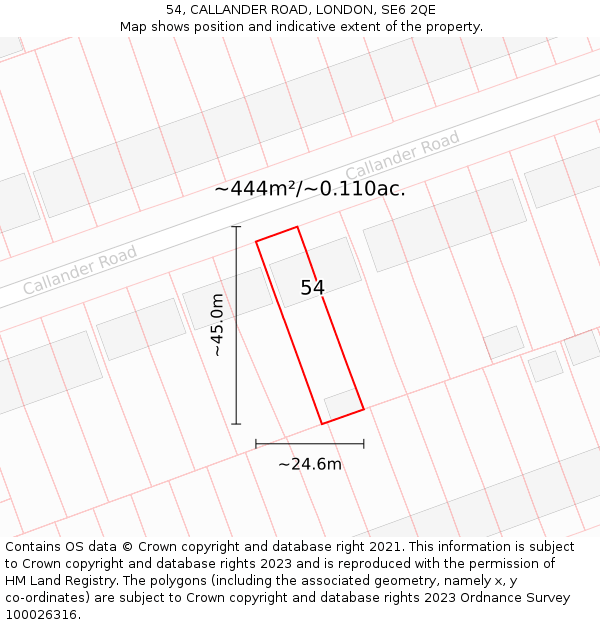 54, CALLANDER ROAD, LONDON, SE6 2QE: Plot and title map
