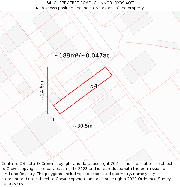 54, CHERRY TREE ROAD, CHINNOR, OX39 4QZ: Plot and title map