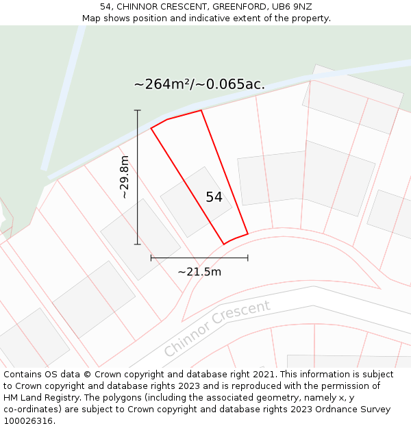 54, CHINNOR CRESCENT, GREENFORD, UB6 9NZ: Plot and title map