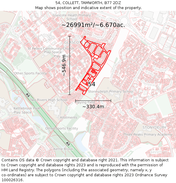 54, COLLETT, TAMWORTH, B77 2DZ: Plot and title map
