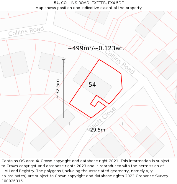 54, COLLINS ROAD, EXETER, EX4 5DE: Plot and title map