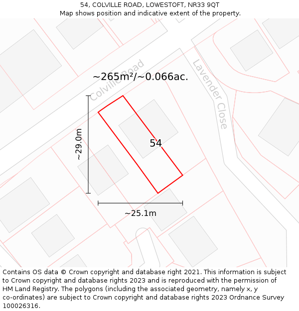 54, COLVILLE ROAD, LOWESTOFT, NR33 9QT: Plot and title map