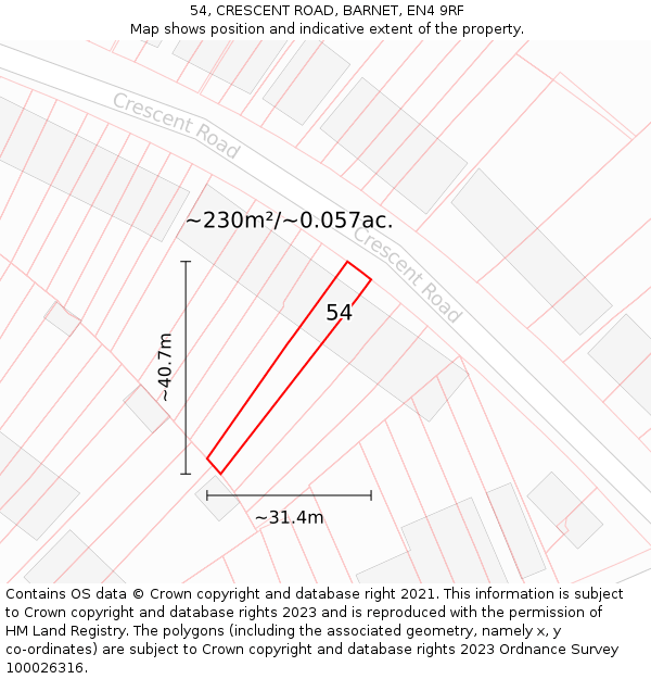 54, CRESCENT ROAD, BARNET, EN4 9RF: Plot and title map