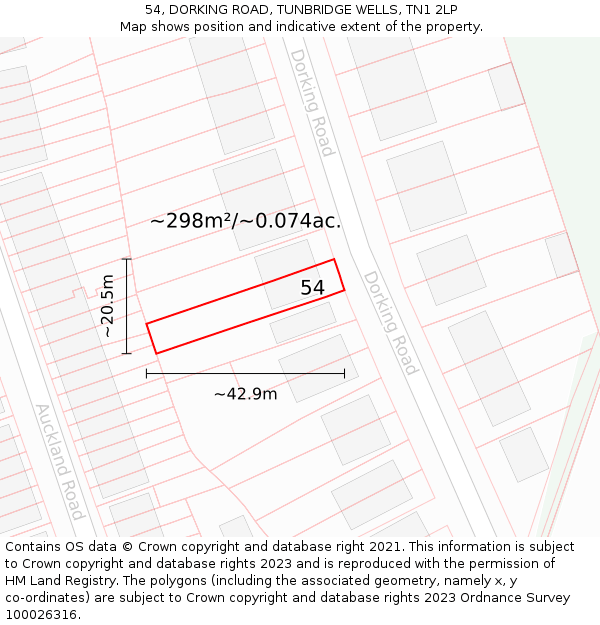 54, DORKING ROAD, TUNBRIDGE WELLS, TN1 2LP: Plot and title map