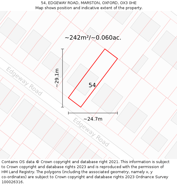 54, EDGEWAY ROAD, MARSTON, OXFORD, OX3 0HE: Plot and title map