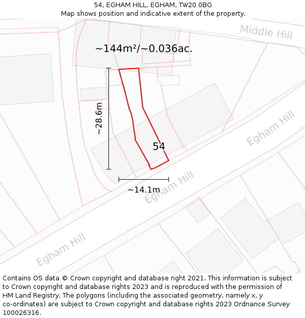 54, EGHAM HILL, EGHAM, TW20 0BG: Plot and title map
