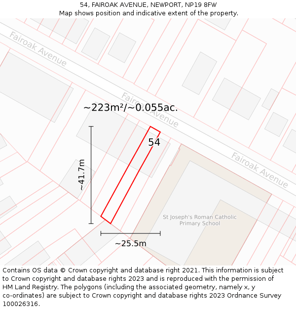 54, FAIROAK AVENUE, NEWPORT, NP19 8FW: Plot and title map