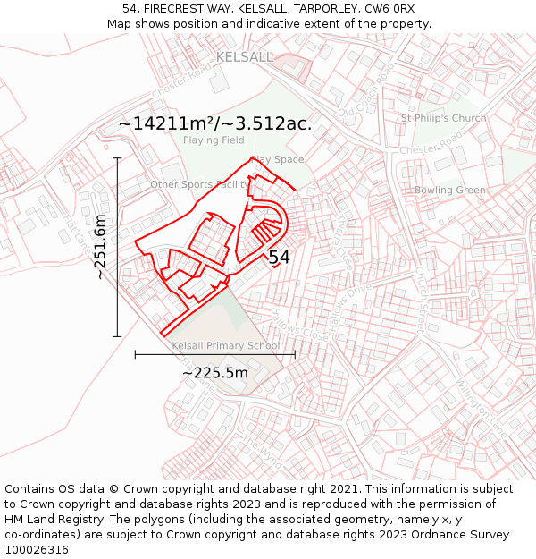 54, FIRECREST WAY, KELSALL, TARPORLEY, CW6 0RX: Plot and title map