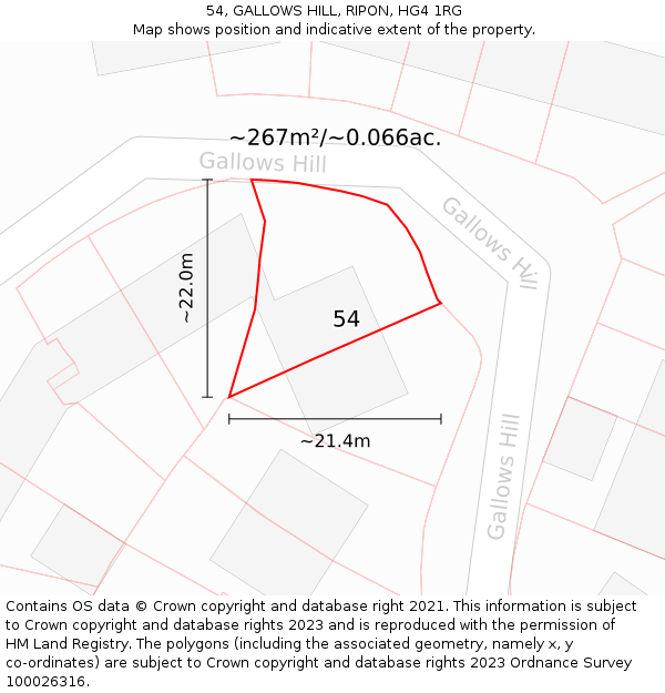 54, GALLOWS HILL, RIPON, HG4 1RG: Plot and title map