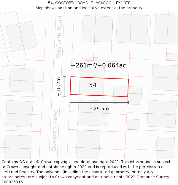 54, GOSFORTH ROAD, BLACKPOOL, FY2 9TP: Plot and title map