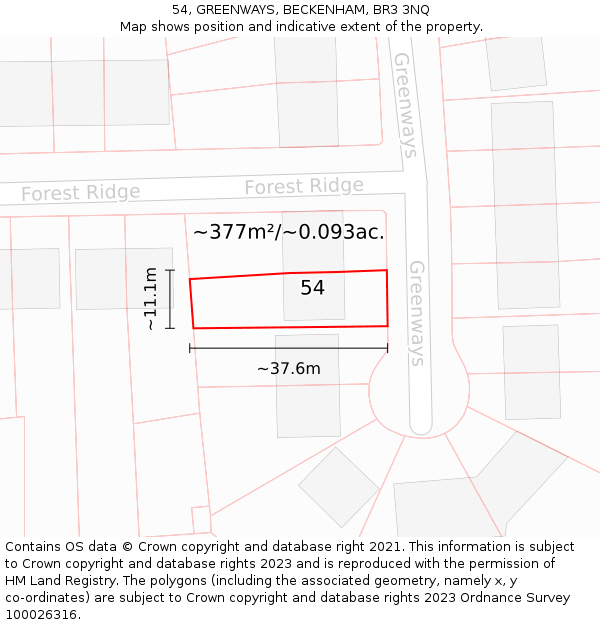 54, GREENWAYS, BECKENHAM, BR3 3NQ: Plot and title map