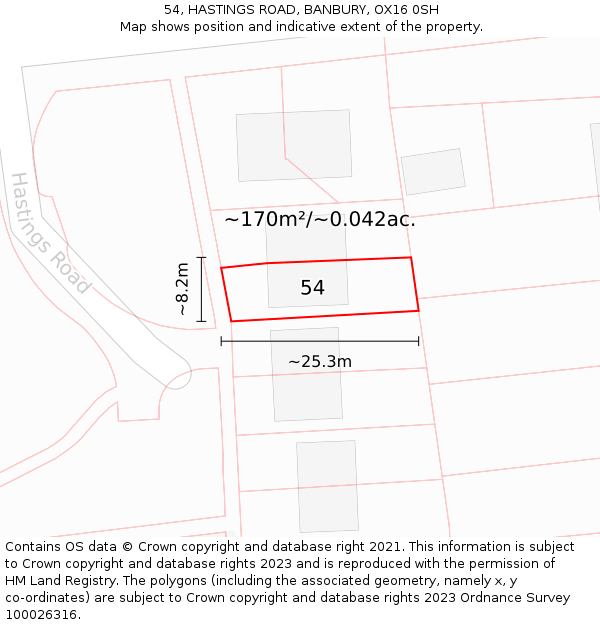 54, HASTINGS ROAD, BANBURY, OX16 0SH: Plot and title map